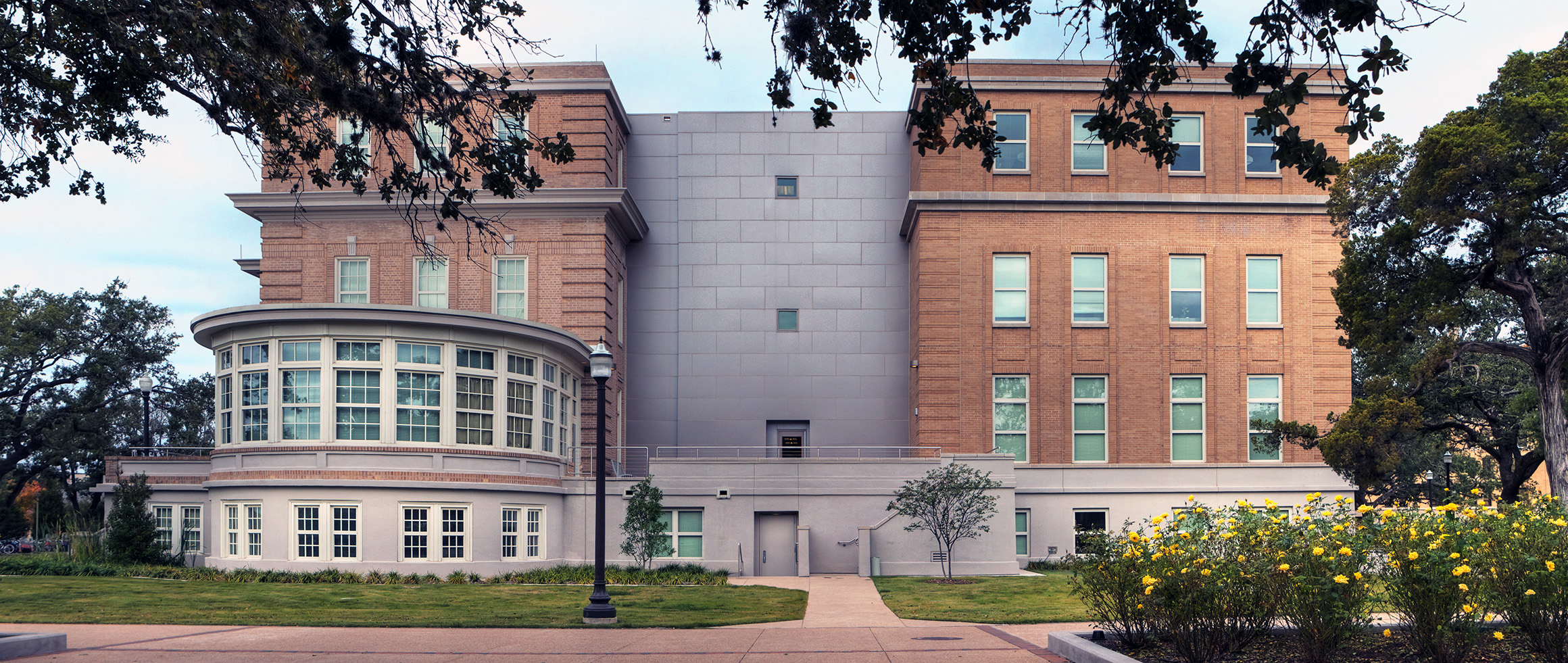 YMCA Building at Texas A&M after rehabilitation with historic façade and modern addition