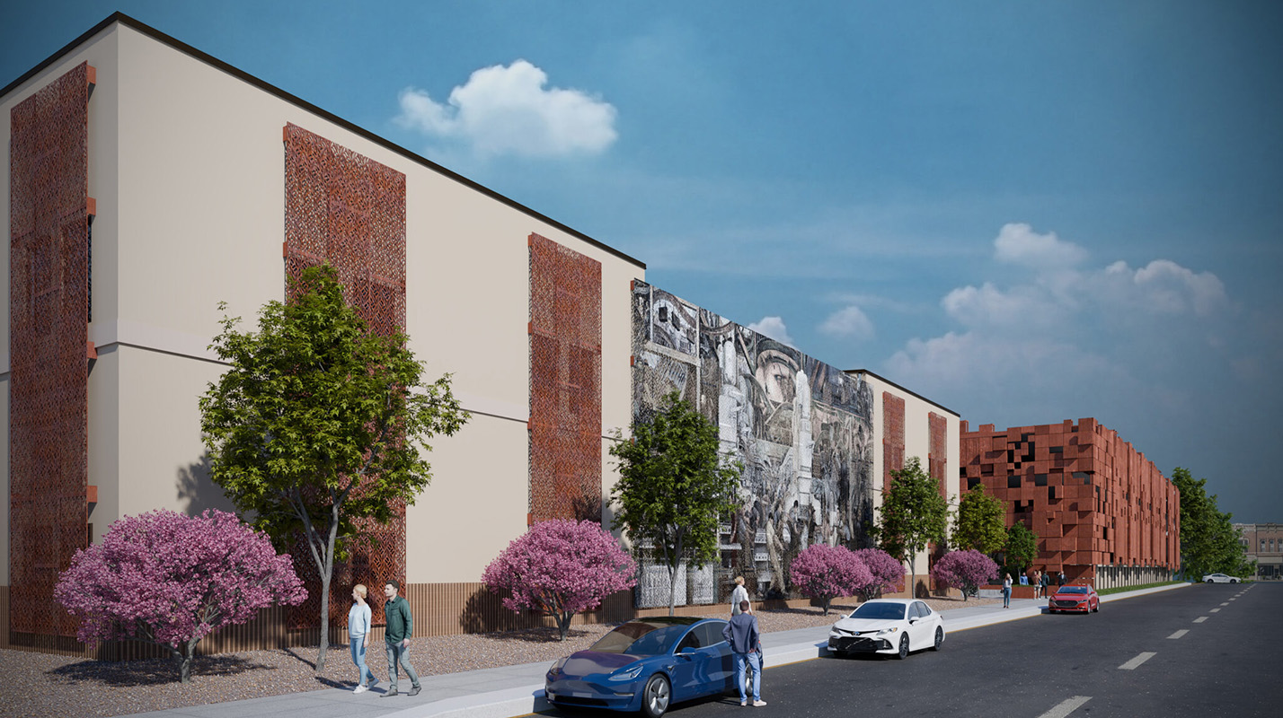 Exterior rendering of the Pueblo County Behavioral Health Center designed by Treanor architects.