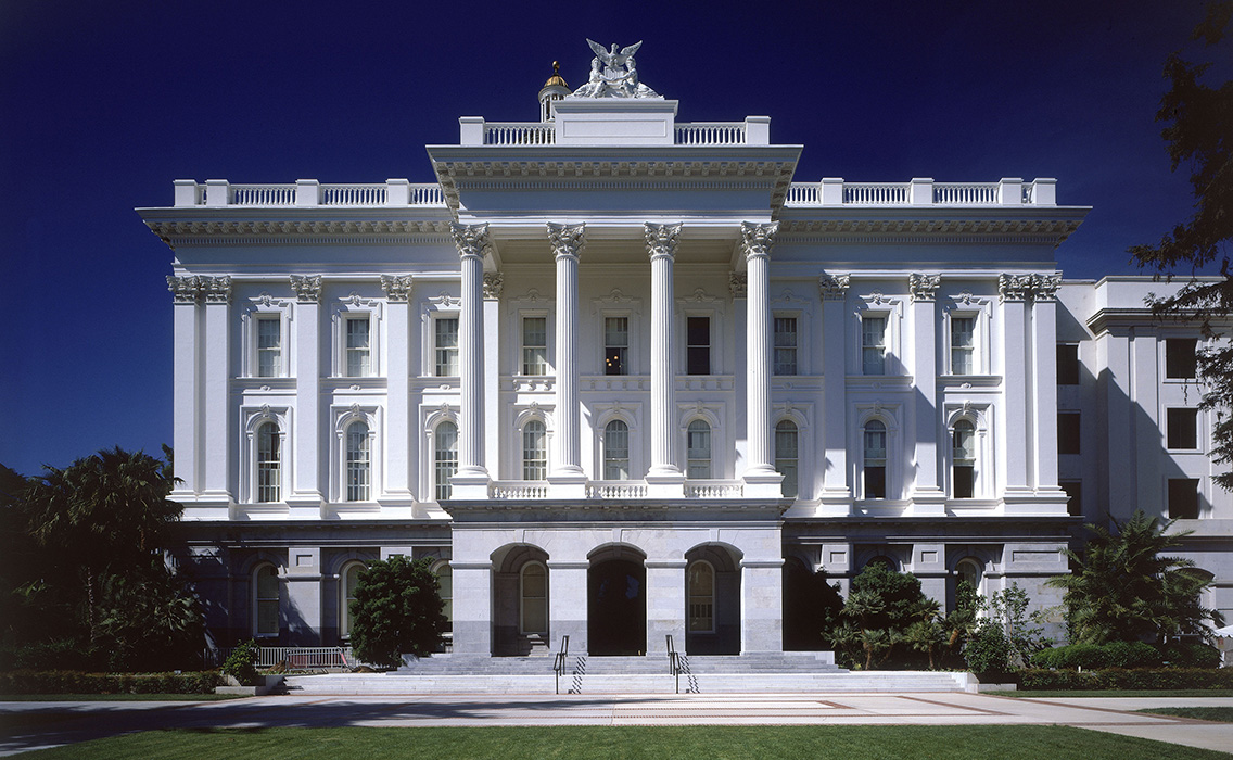 Exterior photo of the California State Capitol building, which Treanor provided infrastructure upgrade services for.